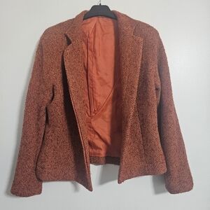 Vintage Oscar de la Renta Orange wool tweed blazer jacket size small